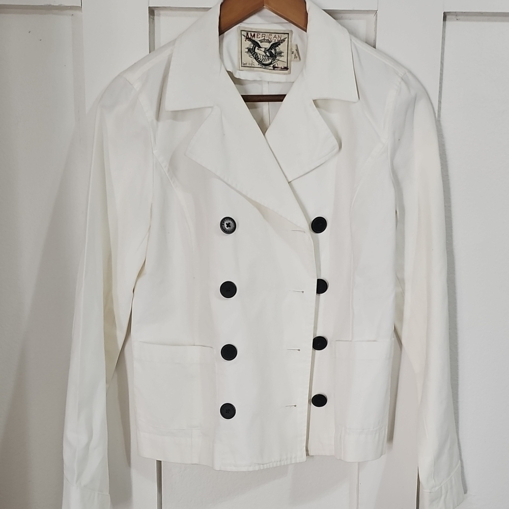 The Territory Ahead White Pea Coat Classic Elegance